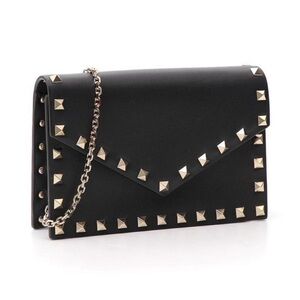 VALENTINO black rockstud envelope crossbody bag